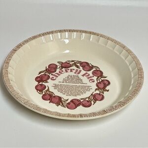 Royal China Jeannette Cherry Pie Recipe Plate Vintage Baking Dish USA